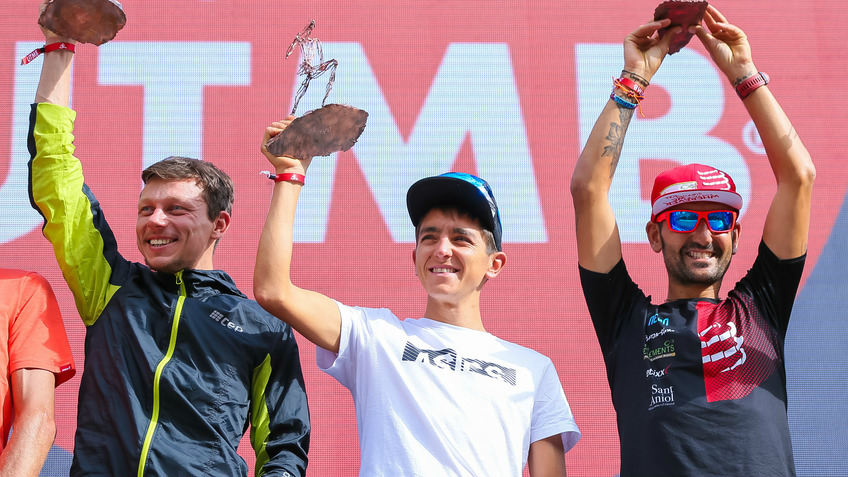 Le podium masculin de l'UTMB 2018 - Photo : Laurent Salino / UTMB