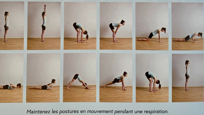 L'enchaînement de postures appelé « salutation au soleil » - Photo tirée du livre Yoga pour sportifs