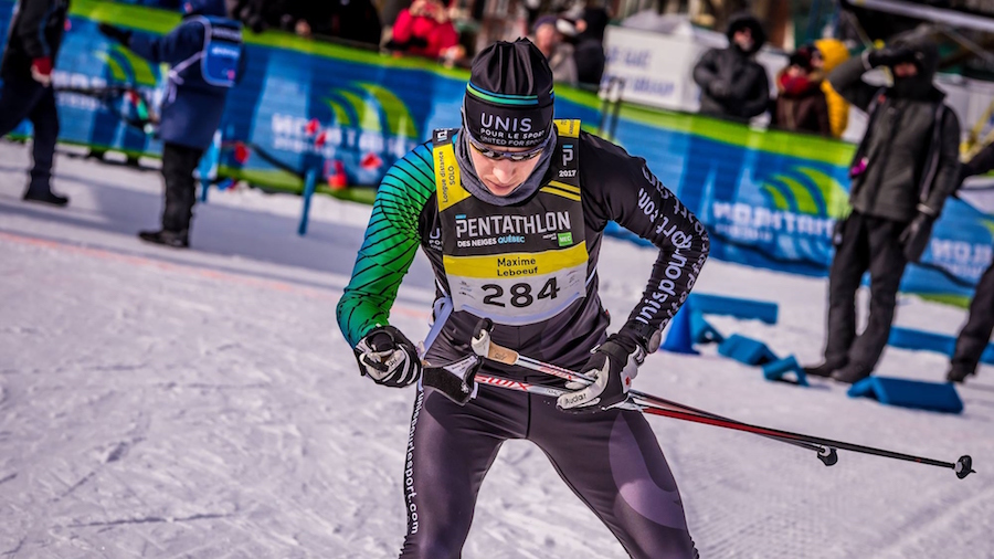 Maxime Leboeuf en compétition de ski - Photo : Louis Charland