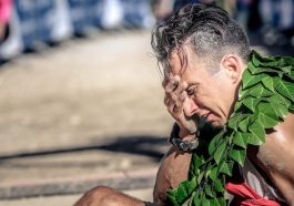 Sébastien Spehler à l'arrivée du Grand Trail du Festival des Templiers 2018